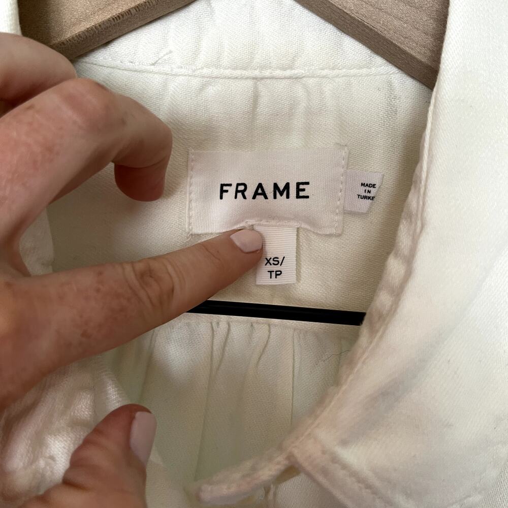 FRAME Gillian Dress Ecru Puff Shoulder Off White Size XS Mini Chic Cute Sexy - Picture 7 of 16